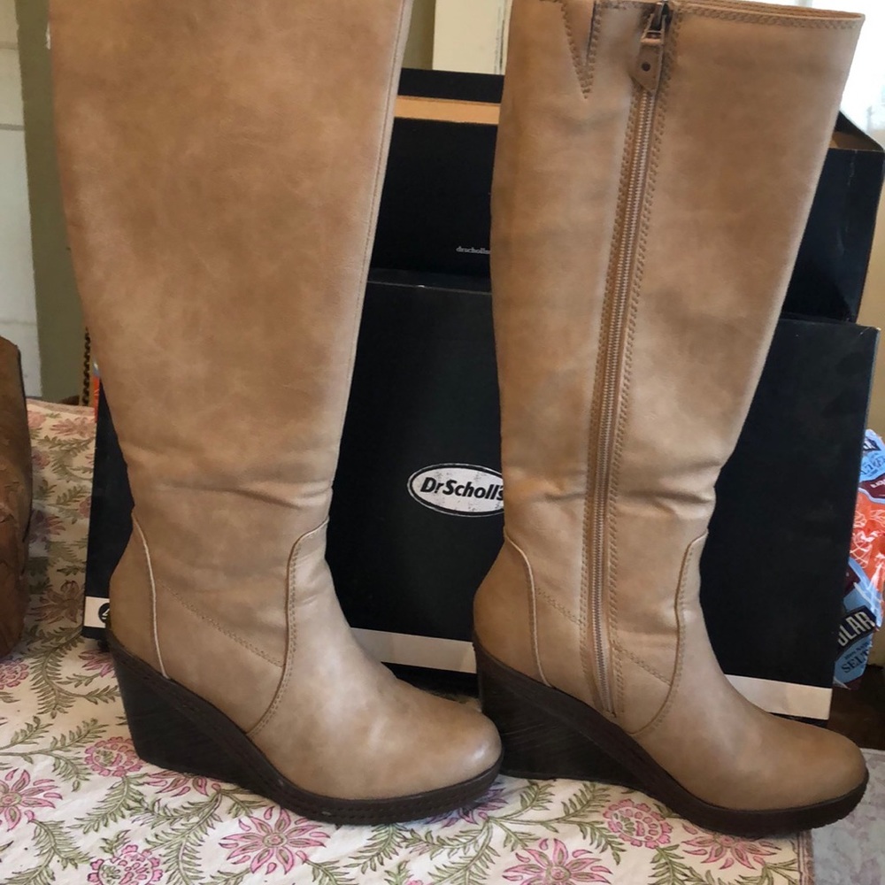 Dr schools memory fit foam platform knee high boots